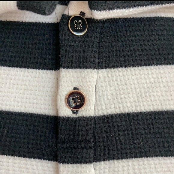 TALBOTS CREAM & BLACK STRIP 3/4 SLEEVE TOP - Picture 4 of 5